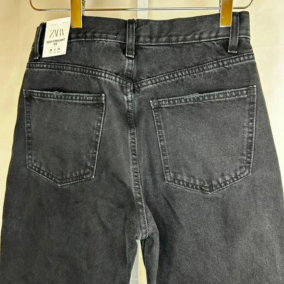 Zara Straight Fit Size 4 Button Fly Jeans Black Women Casual Business - Picture 6 of 8